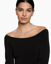 Tennis Necklace in 18K White Gold with Diamonds, 4mm